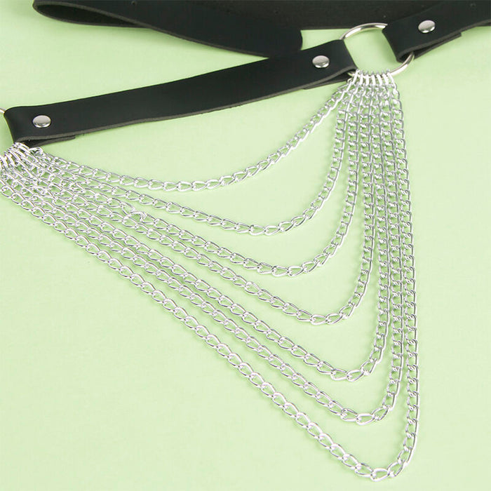 Subblime - Cinturon De Cadenas Cuero Negro Talla Única