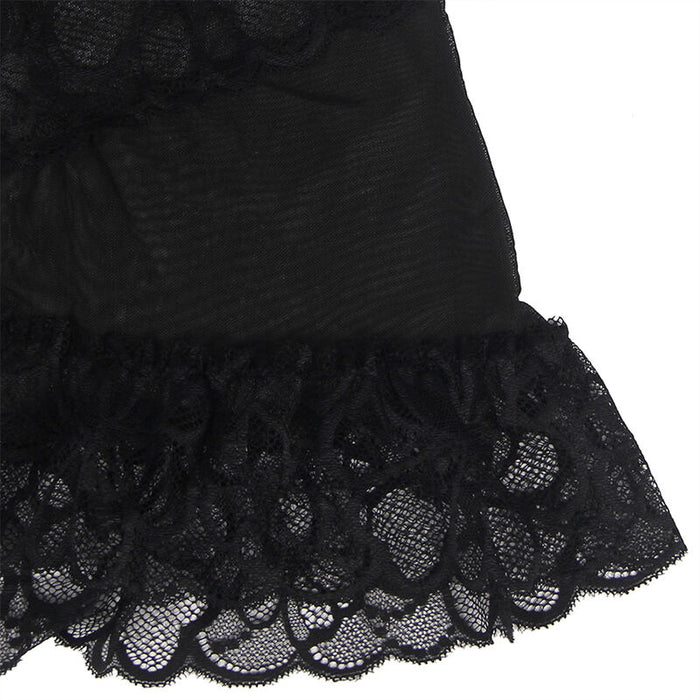 Subblime - Babydoll Con Tirantes Ajustables Y Estampado Floral De Encaje Transparente Negro L/Xl