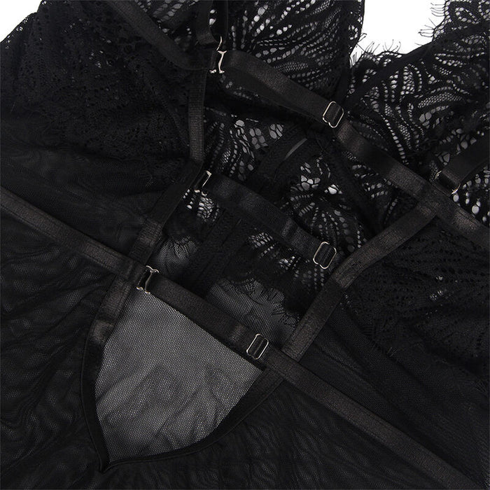 Subblime - Babydoll Con Tirantes Ajustables De Encaje Negro S/M