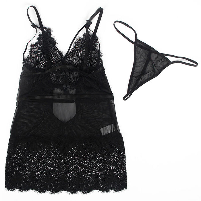 Subblime - Babydoll Con Tirantes Ajustables De Encaje Negro L/Xl