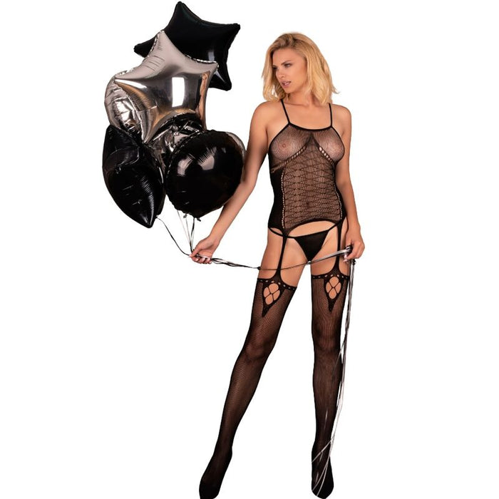 Livco Corsetti Fashion - Amrin Bodystocking Negro Talla Única
