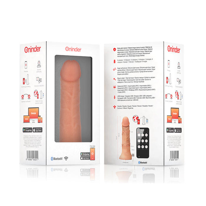 Oninder - Large Bogotá Dildo Vibrador 9 Velocidades Natural 22 Cm -O- 4.5 Cm - App Gratuita