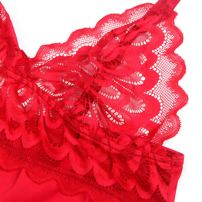 Subblime - Babydoll Satinado Con Encaje Rojo S/M
