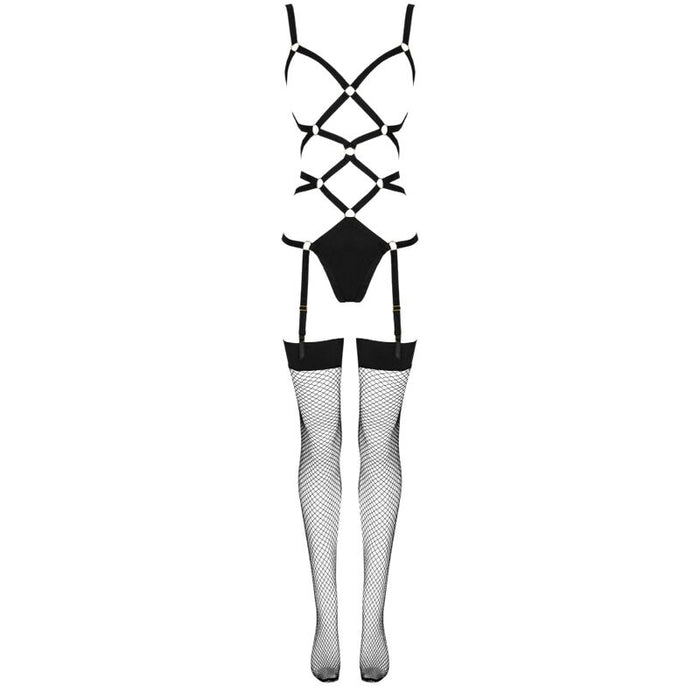 Livco Corsetti Fashion - Thiara Lc 20213 Set Body + Medias Negro L/Xl