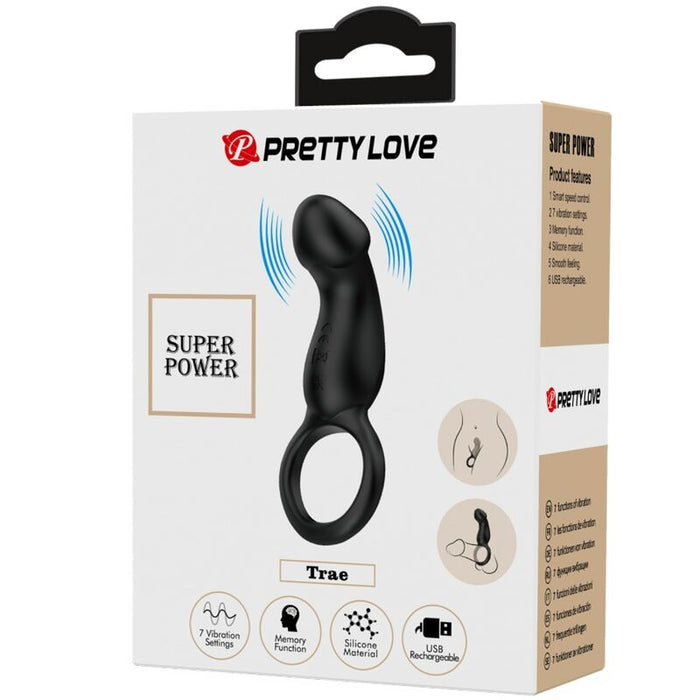 Pretty Love - Trae Anillo Vibrador Con Estimulador Negro