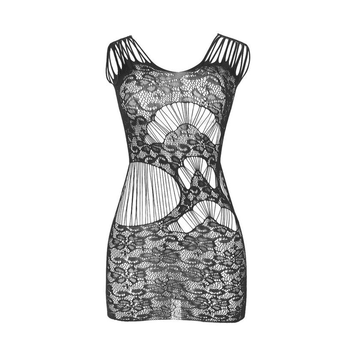 Subblime - 951771 Bodystocking Largo Espalda Abierta De Rejilla Negro Talla Única