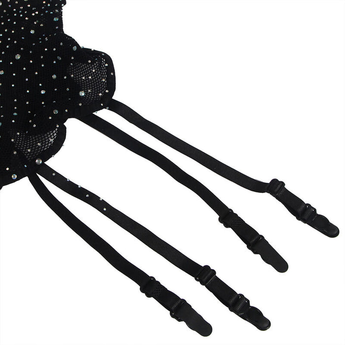 Subblime - 952174 Bodystocking De Rejilla Con Guantes Y Diamantes Negro Talla Única