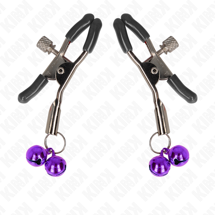 Kink - Pinzas Para Pezones Con Doble Campanilla Violeta 6 Cm