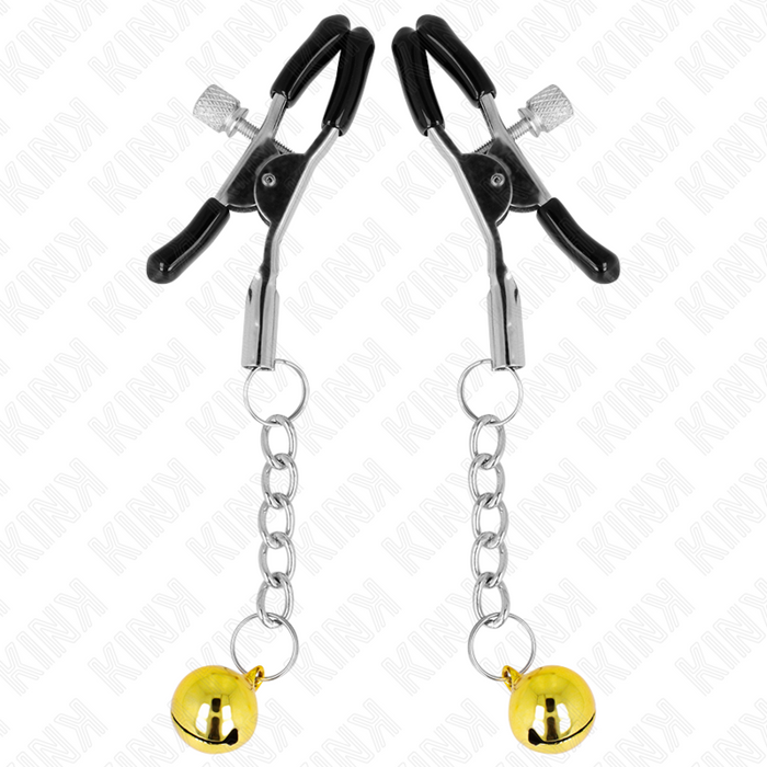 Kink - Pinzas Para Pezones Con Colgante De Cascabel Dorado 6 Cm