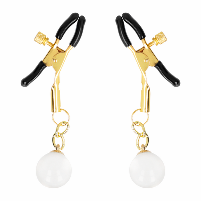 Kink - Pinzas Para Pezones Doradas Con Colgante De Vidrio 6 Cm
