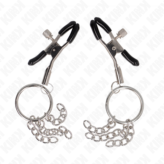 Kink - Pinzas Para Pezones Con Aro Y Pequeñas Cadenas Plateado 6 Cm