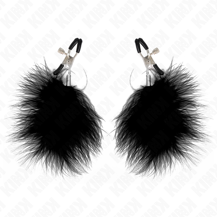 Kink - Pinzas Para Pezones Con Pluma Negro 7 Cm