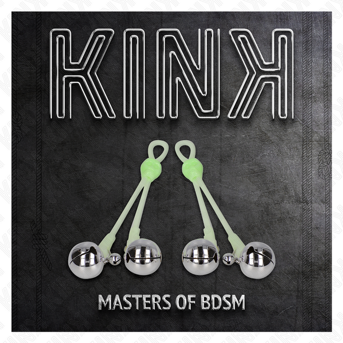 Kink - Pinzas Para Pezones Luminosas Forma Calabera Con Cascabel Sonoro Ajustable Verde / Plateado