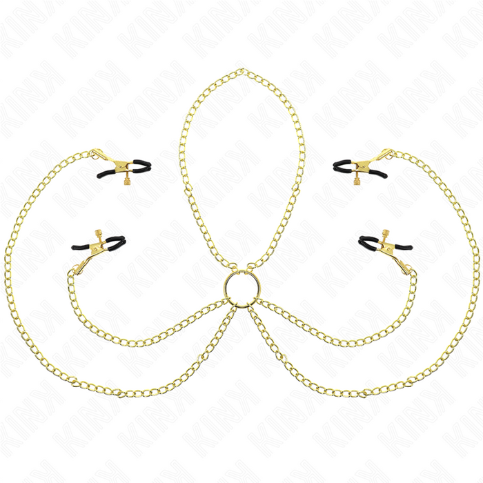 Kink - Pinzas Para Pezones Y Clítoris 4 Enganches Ajustable Dorado