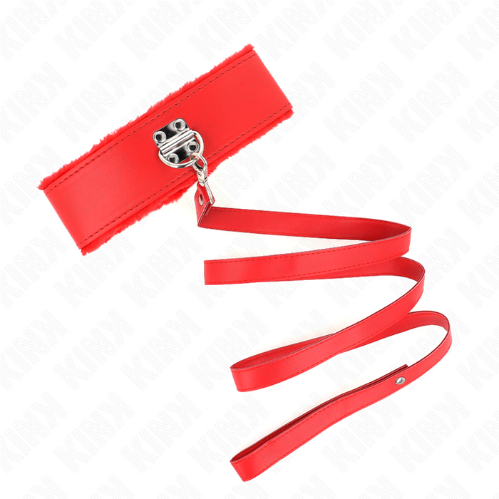 Kink - Collar Con Correa 116 Cm Con Tachuelas Plateadas Modelo 4 Rojo Ajustable 40-48 Cm X 6 Cm