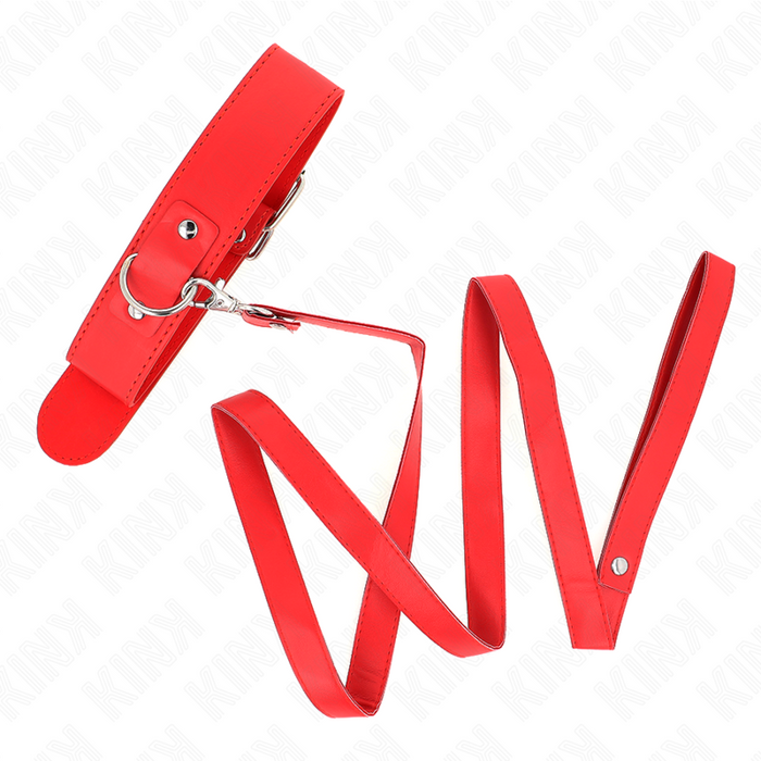 Kink - Collar Con Correa 116 Cm Fino Rojo Ajustable 32-50 Cm X 8 Cm