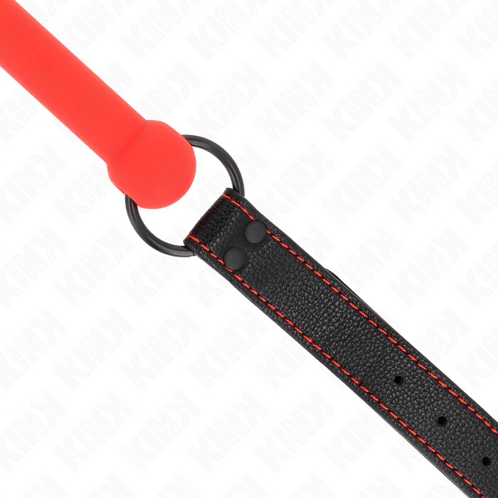 Kink - Mordaza Forma De Hueso Con Correa Polipiel Rojo Ajustable 41-57 Cm