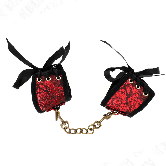 Kink - Muñequeras Diseño Escándalo Rojo-Negro Detalle Lazo 24.5 Cm X 6.5 Cm