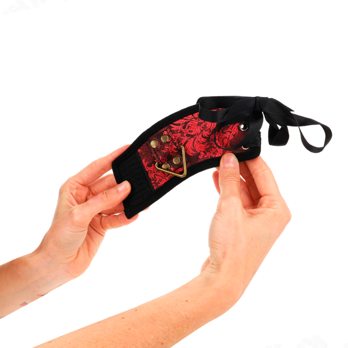 Kink - Muñequeras Diseño Escándalo Rojo-Negro Detalle Lazo 24.5 Cm X 6.5 Cm