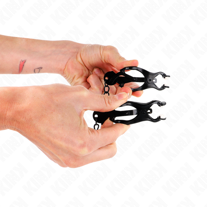 Kink - Pinzas Para Pezones Estilo Japonés Con Cadena Negro 30 Cm