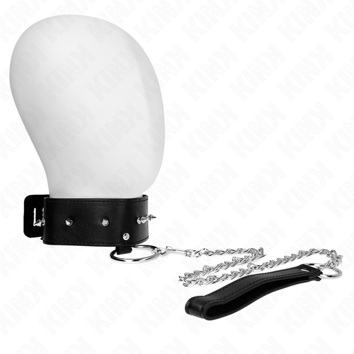Kink - Collar Con Correa 65 Cm Con Tachuelas Plateadas Modelo 2 Ajustable 36-43 Cm X 5 Cm