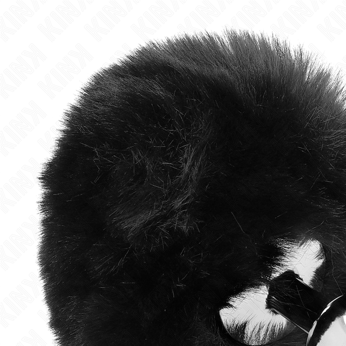 Kink - Plug 7 X 3 Cm De Acero Inoxidable Con Cola De Conejo Piel Sintética 8 Cm Negro