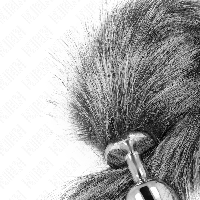 Kink - Plug Anal Talla M 8 X 3.5 Cm Con Cola Sintética 40 Cm Plateado