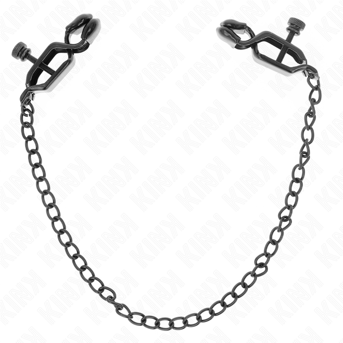 Kink - Pinzas Para Pezones Planas Negro Con Cadena Negro 30 Cm