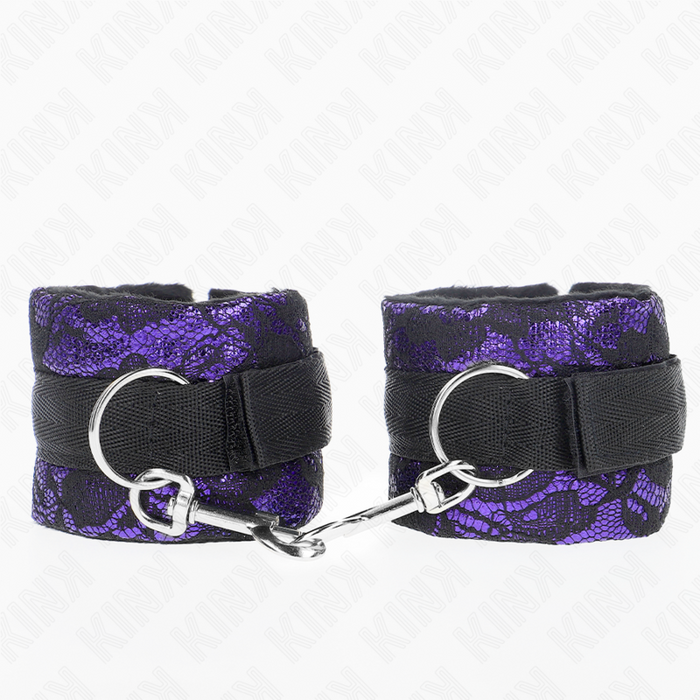 Kink - Muñequeras Cortas De Encaje Terciopelo Y Unión De Nylon Violeta/Negro 23 X 6.5 Cm
