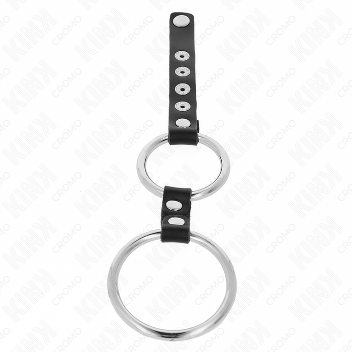 Kink - Anillo Pene Metal Doble 3.8 Cm A 5 Cm Conectados Con Cuero
