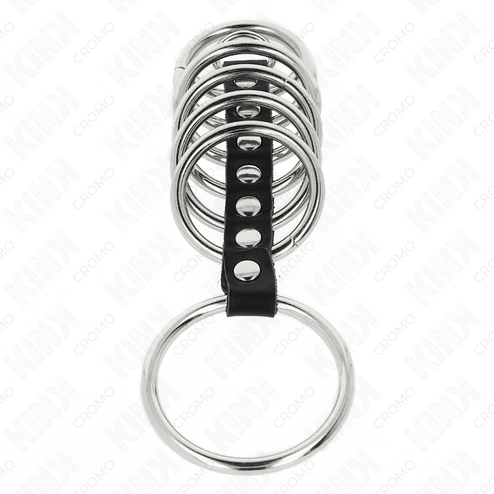 Kink - 7 Anillos Pene Metal 3.2 Cm A 5 Cm Conectados Por Polipiel