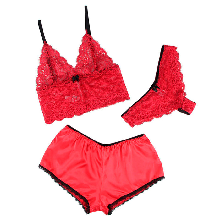 Subblime - 953904 Camisón De Seda Y Encaje + Panties Rojo L/Xl
