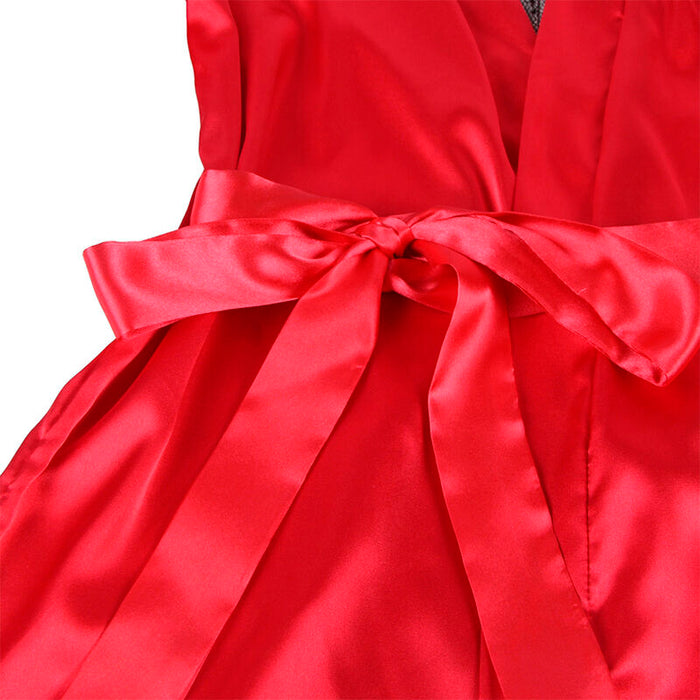 Subblime - 954024 Camisola De Encaje Espalda Transparente + Tanga Rojo/Negro L/Xl