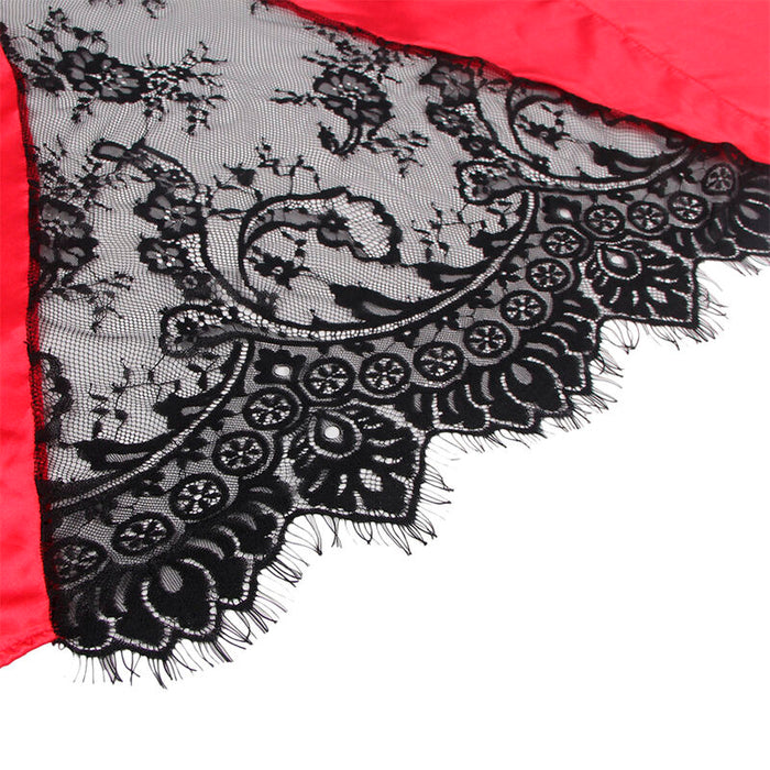 Subblime - 954024 Camisola De Encaje Espalda Transparente + Tanga Rojo/Negro L/Xl