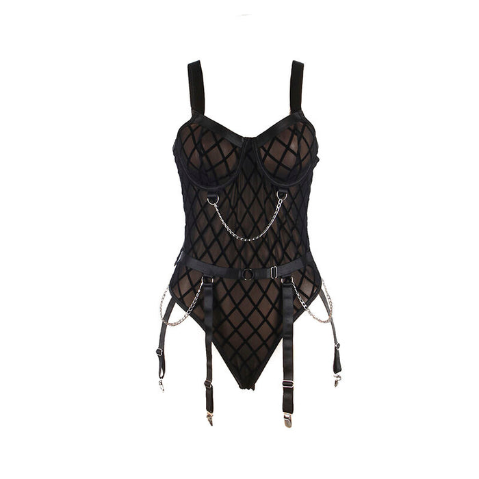 Subblime - 954277 Body Con Cadenas + Ligueros Negro L/Xl