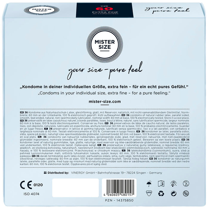 Mister Size - Preservativos Talla Xl 60 Mm (36 Unidades)