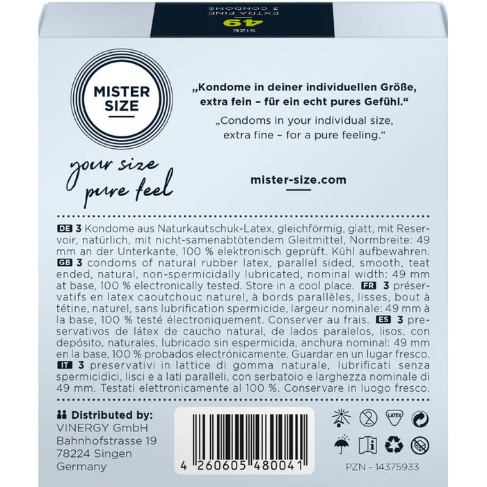 Mister Size - Preservativos Talla S 49 Mm (3 Unidades)