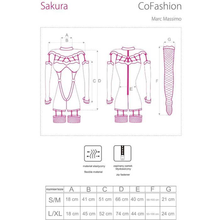 Livco Corsetti Fashion - Sakura Cf 90357 Mono + Guantes Largos + Ligueros Negro L/Xl