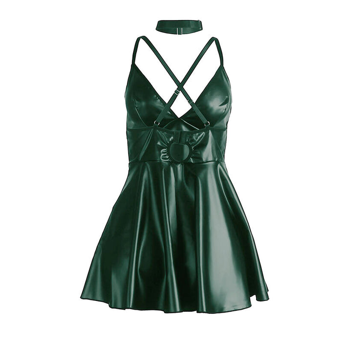 Subblime - 955434 Vestido Con Tirantes De Cuero Verde S/M