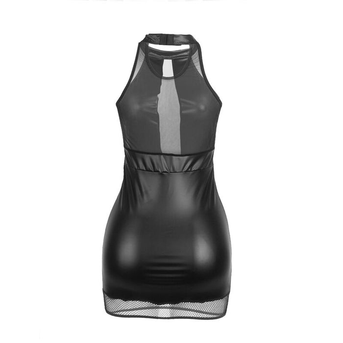 Subblime - 955472 Vestido Cuello Halter Con Transparencias Negro S/M