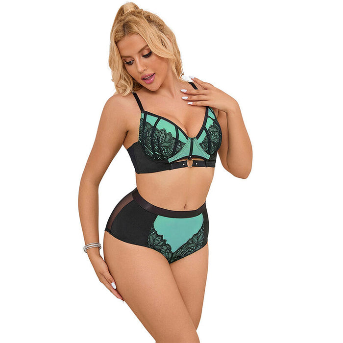 Subblime - 955564 Conjunto Sujetador Con Cremallera De Malla De Charol Verde L/Xl