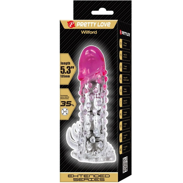 Pretty Love - Wilford Funda Realística Alargadora Con Relieve Para Pene Rosa