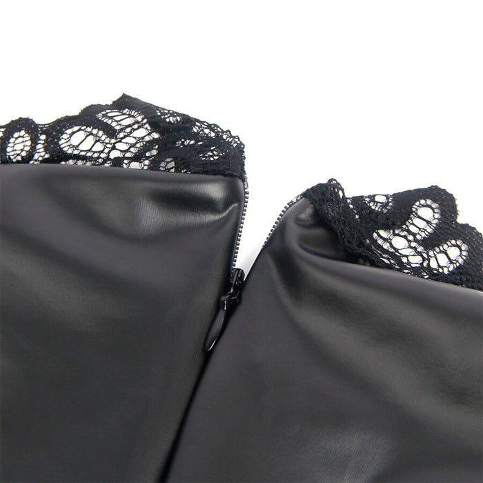 Subblime - 957544 Vestido De Cuero Con Cuello De Encaje Negro S/M