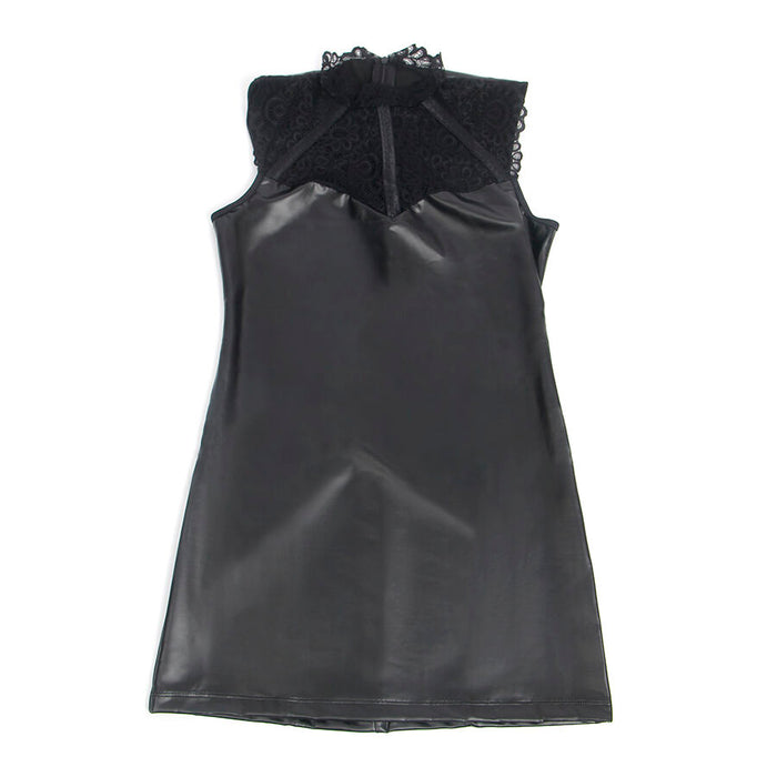 Subblime - 957551 Vestido De Cuero Con Cuello De Encaje Negro L/Xl