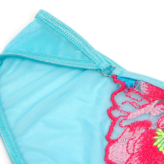 Subblime - 957643 Conjunto Sujetador Y Liguero Con Bordados De Flores Rosas S/M