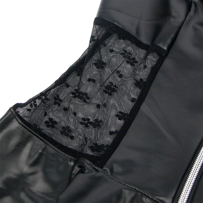 Subblime - 957711 Vestido De Cuero Con Cremallera Y Encaje Negro L/Xl