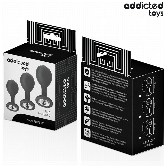 Addicted Toys - Set De 3 Plug Silicona Anal Con Joya