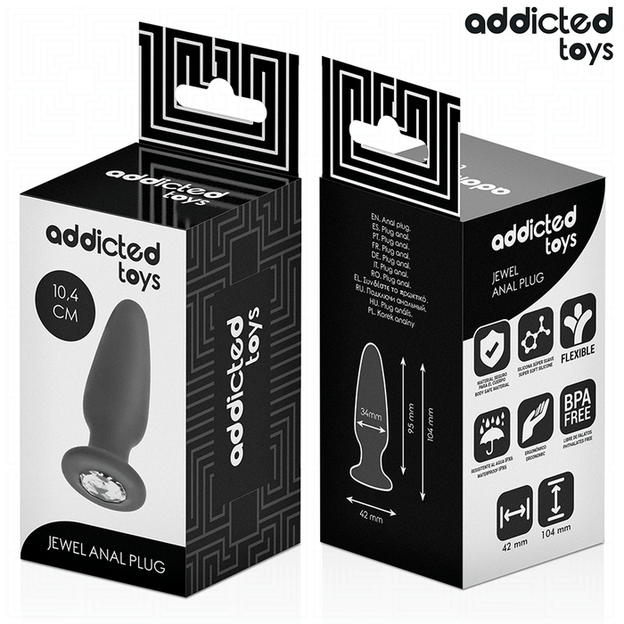Addicted Toys - Plug Anal Con Joya Silicona Talla M 10,4 Cm
