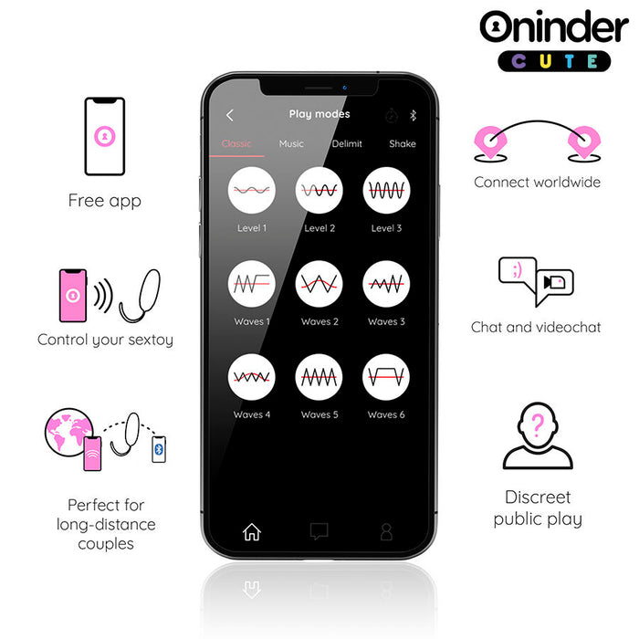 Oninder Cute - Love Pleasure Huevo Vibro-Rotador 360 Silicona - App Mundial Gratuita