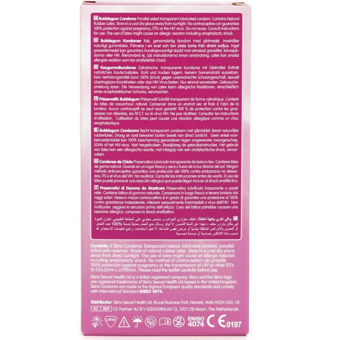 Skins - Preservativos Premium Sabor Chicle Pack 8